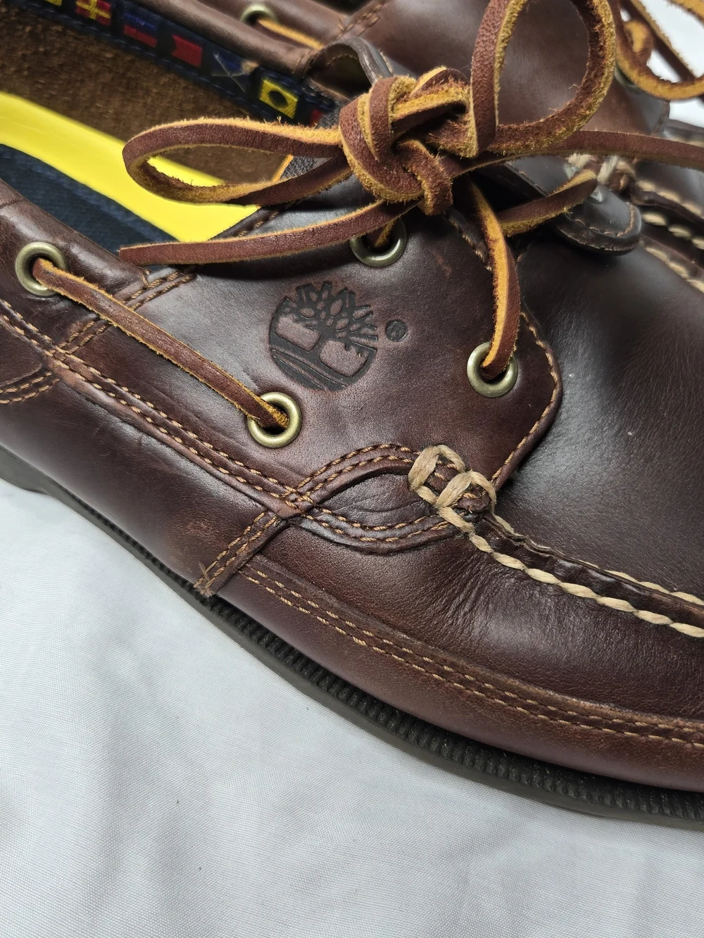 Timberland 3-Eye Lug Handsewn Boat Shoes Brown Leather Men's 11.5M 40521